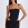 Rochie mini drapată cu decupaje Shiloh, negru