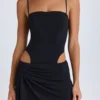 Rochie mini drapată cu decupaje Shiloh, negru