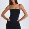 Rochie mini drapată cu decupaje Shiloh, negru