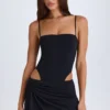 Rochie mini drapată cu decupaje Shiloh, negru