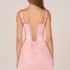 Rochie mini drapată cu șireturi Lia, în roz pudrat Rochie mini drapată cu șireturi Lia, în roz pudrat
