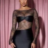 Rochie mini drapată cu mâneci lungi și inserții din dantelă Eliette, negru Rochie mini drapată cu mâneci lungi și inserții din dantelă Eliette, negru