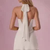 Rochie mini drapată din satin Nola, culoare ivoriu Rochie mini drapată din satin Nola, culoare ivoriu