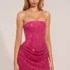 Rochie mini drapată, fără bretele, în linie A, cu ornamente, Mellie, în roz intens Rochie mini drapată, fără bretele, în linie A, cu ornamente, Mellie, în roz intens