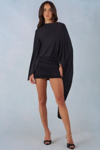 Rochie mini drapată Lida în negru