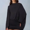 Rochie mini drapată Lida în negru Rochie mini drapată Lida în negru