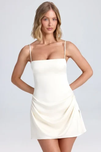 Rochie mini drapată în A Zoyna, culoare ivoriu