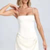 Rochie mini drapată în A Zoyna, culoare ivoriu Rochie mini drapată în A Zoyna, culoare ivoriu