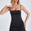 Rochie mini drapată în linie A Zoyna, negru Rochie mini drapată în linie A Zoyna, negru