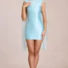 Rochie mini drapată Venya în culoarea aqua deschis Rochie mini drapată Venya în culoarea aqua deschis