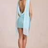 Rochie mini drapată Venya în culoarea aqua deschis Rochie mini drapată Venya în culoarea aqua deschis