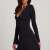 Rochie mini evazată din jersey moale Carielle, cu decolteu rotund, în negru Rochie mini evazată din jersey moale Carielle, cu decolteu rotund, în negru
