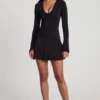 Rochie mini evazată din jersey moale Carielle, cu decolteu rotund, în negru Rochie mini evazată din jersey moale Carielle, cu decolteu rotund, în negru