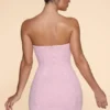 Rochie mini fără bretele cu guler cowl și decorațiuni Basel, culoare Blush