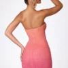 Rochie mini fără bretele cu ornamente Basel în roșu și portocaliu ombré