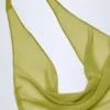 Rochie mini fără spate cu guler tip cowl Iona, verde măslin Rochie mini fără spate cu guler tip cowl Iona, verde măslin