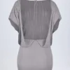 Rochie mini fără spate cu mâneci liliac Amanita, argintie Rochie mini fără spate cu mâneci liliac Amanita, argintie