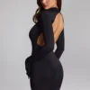 Rochie mini fără spate din jersey elastic Luanni, negru