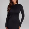 Rochie mini fără spate din jersey elastic Luanni, negru