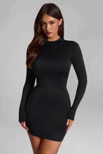 Rochie mini fără spate din jersey elastic Luanni, negru
