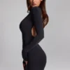 Rochie mini fără spate din jersey elastic Luanni, negru
