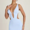 Rochie mini Gaia cu decupaje, croi în A, albastru periwinkle