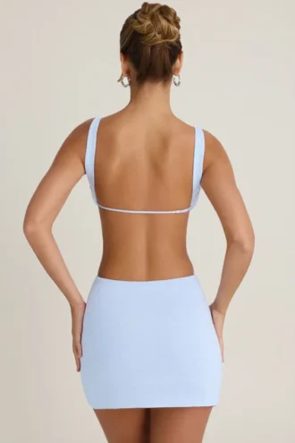 Rochie mini Gaia cu decupaje, croi în A, albastru periwinkle