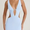 Rochie mini Gaia cu decupaje, croi în A, albastru periwinkle