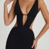 Rochie mini Gaia cu decupaje, croi în A, negru
