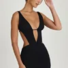 Rochie mini Gaia cu decupaje, croi în A, negru