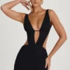 Rochie mini Gaia cu decupaje, croi în A, negru
