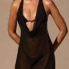 Rochie mini Iona cu guler cowl și spate decupat, în negru Rochie mini Iona cu guler cowl și spate decupat, în negru