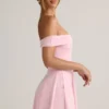 Rochie mini Jaida din modal, cu umeri decupați și croi în A, în roz pal Rochie mini Jaida din modal, cu umeri decupați și croi în A, în roz pal