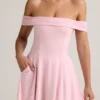 Rochie mini Jaida din modal, cu umeri decupați și croi în A, în roz pal Rochie mini Jaida din modal, cu umeri decupați și croi în A, în roz pal