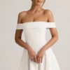 Rochie mini Jaida din modal, cu umerii goi și croi în A, în culoarea alb Rochie mini Jaida din modal, cu umerii goi și croi în A, în culoarea alb