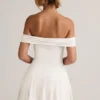 Rochie mini Jaida din modal, cu umerii goi și croi în A, în culoarea alb Rochie mini Jaida din modal, cu umerii goi și croi în A, în culoarea alb