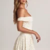 Rochie mini Jaida Modal cu umeri decupați și croi în A, cu imprimeu floral Rochie mini Jaida Modal cu umeri decupați și croi în A, cu imprimeu floral