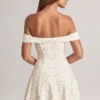 Rochie mini Jaida Modal cu umeri decupați și croi în A, cu imprimeu floral Rochie mini Jaida Modal cu umeri decupați și croi în A, cu imprimeu floral