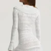 Rochie mini Jolessa din tricot pointelle cu volane, albă