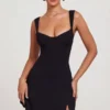 Rochie mini Jolie cu decolteu în formă de inimă, negru