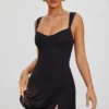 Rochie mini Jolie cu decolteu în formă de inimă, negru