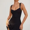 Rochie mini Jolie cu decolteu în formă de inimă, negru