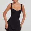 Rochie mini Jolie cu decolteu în formă de inimă, negru