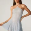 Rochie mini Juni cu dantelă și șireturi în spate, în culoarea aqua Rochie mini Juni cu dantelă și șireturi în spate, în culoarea aqua