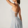 Rochie mini Juni cu dantelă și șireturi în spate, în culoarea aqua Rochie mini Juni cu dantelă și șireturi în spate, în culoarea aqua
