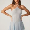 Rochie mini Juni cu dantelă și șireturi în spate, în culoarea aqua Rochie mini Juni cu dantelă și șireturi în spate, în culoarea aqua