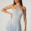 Rochie mini Juni cu dantelă și șireturi în spate, în culoarea aqua Rochie mini Juni cu dantelă și șireturi în spate, în culoarea aqua