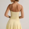 Rochie mini Kelbie din modal cu volane, croi în A, în culoarea galben crem Rochie mini Kelbie din modal cu volane, croi în A, în culoarea galben crem