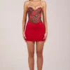 Rochie mini Meg cu fustă drapată și imprimeu leopard roz