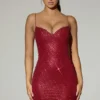 Rochie mini Mischa cu decolteu în formă de inimă și ornamente, în roșu Rochie mini Mischa cu decolteu în formă de inimă și ornamente, în roșu